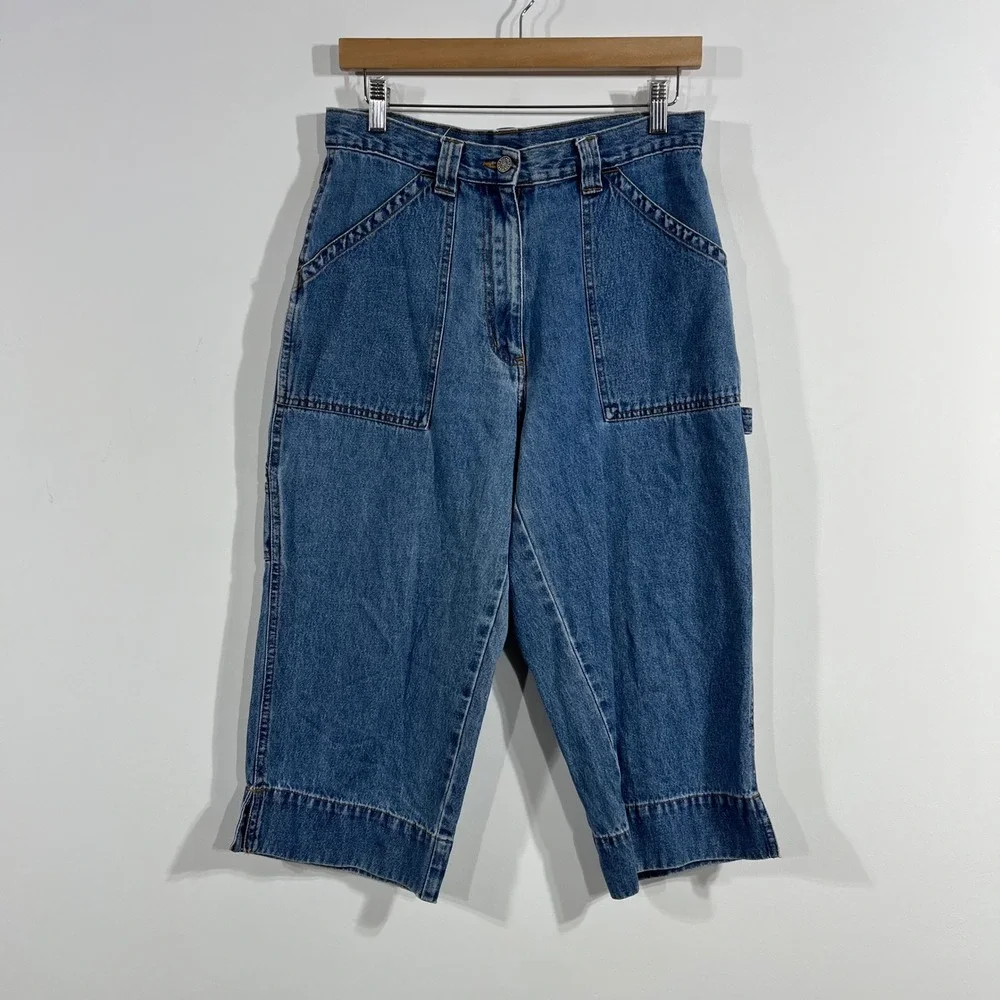 Vintage Bill Blass Baggy Carpenter Capri Jeans Womens 8P Denim 90s Streetwear
